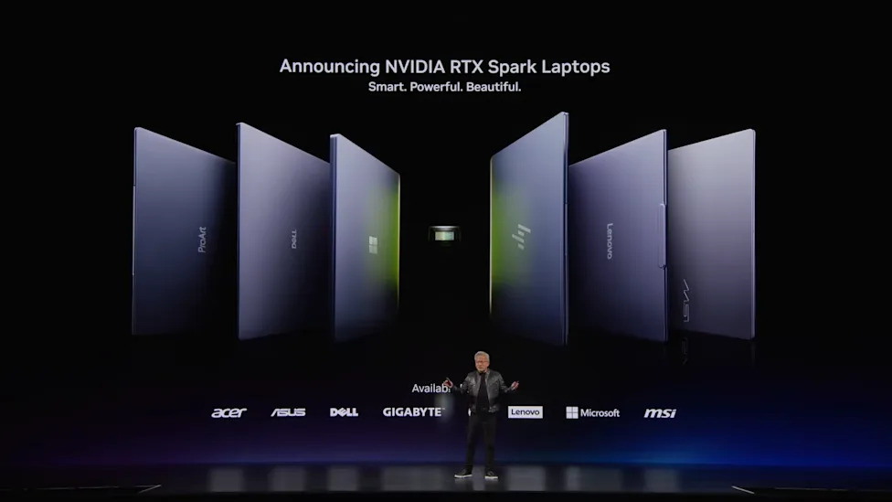 ภาพประกาศเปิดตัวตระกูลแล็ปท็อปที่ใช้ชิป Nvidia RTX Spark N1X
