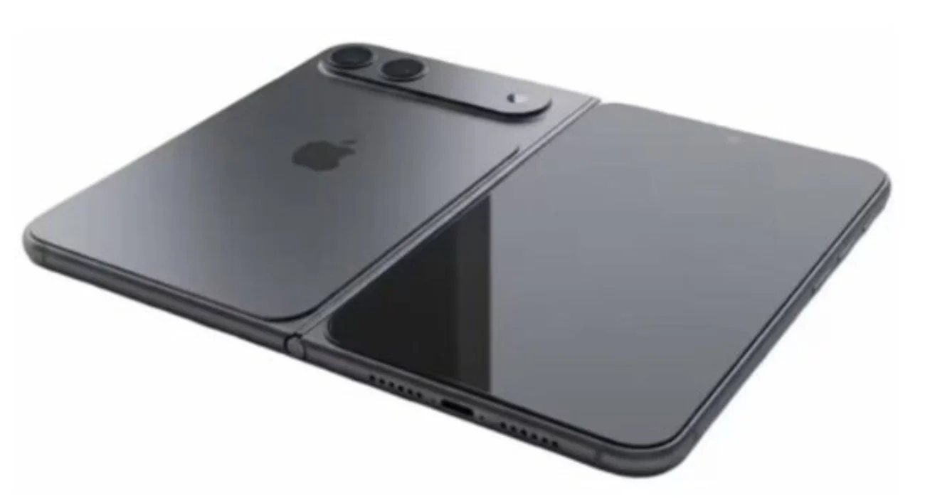 iPhone Duo มุมมองด้านหลังตอนพับปิด แสดงกล้องหลังสองตัว