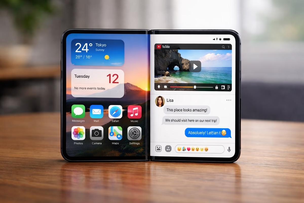 iPhone Duo กางออกใช้งานหลายแอปพร้อมกัน