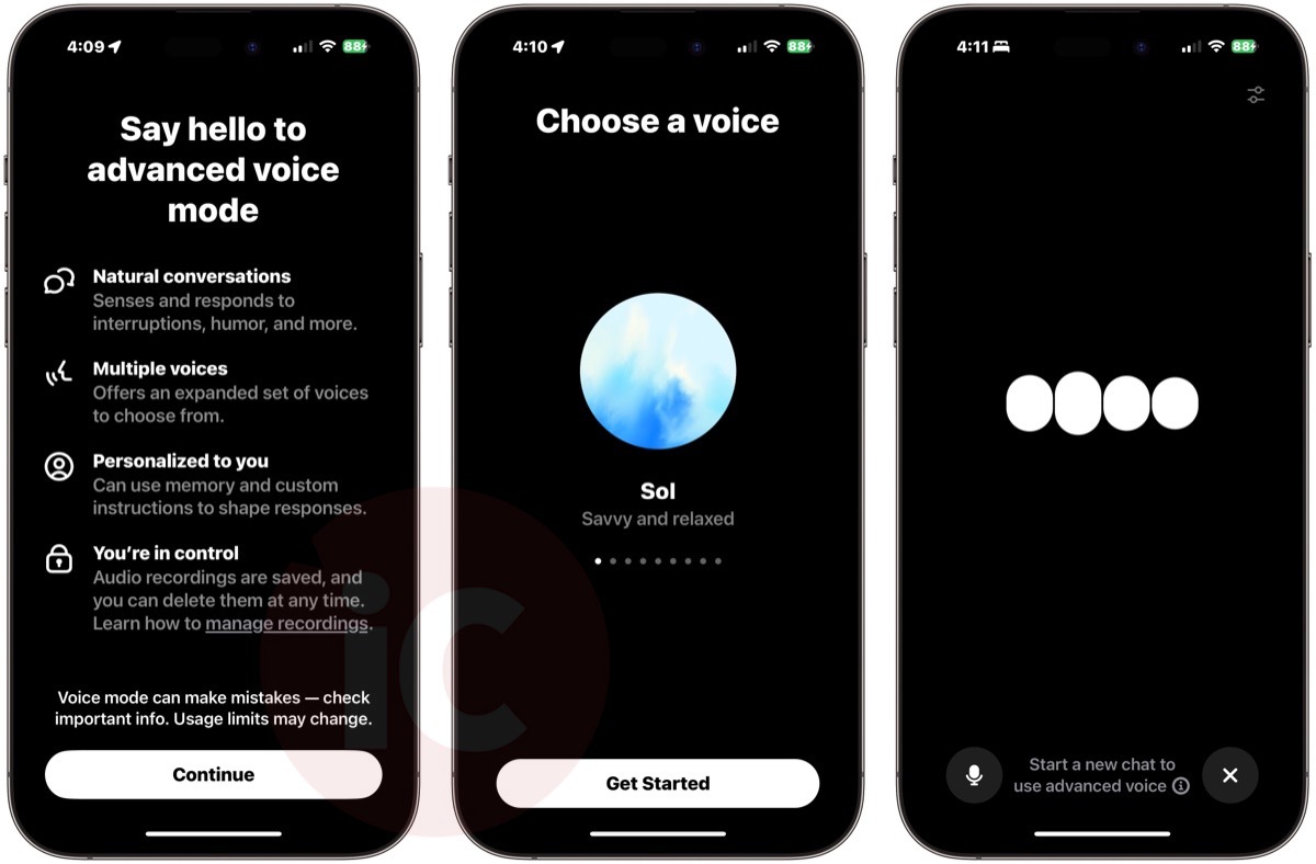 ChatGPT Voice Mode ขณะอยู่ในสถานะฟัง — UI แสดงสัญญาณชัดว่ารอคำสั่งอยู่