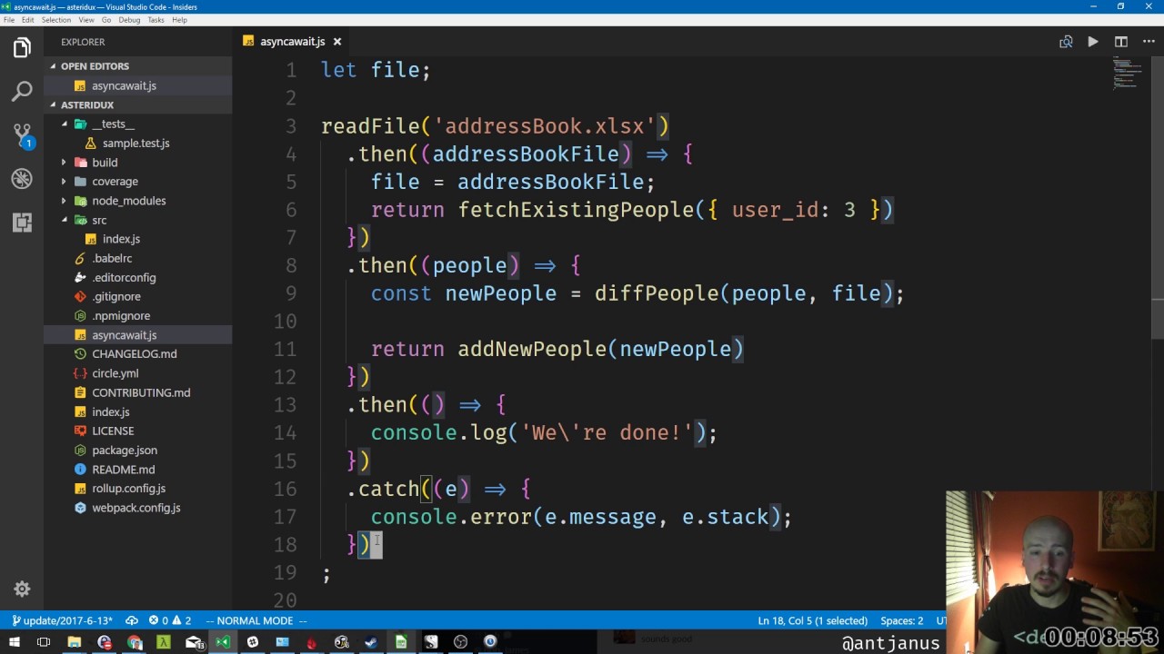 ตัวอย่าง Promise chain แบบเก่าที่ซ้อนกันหลายชั้น