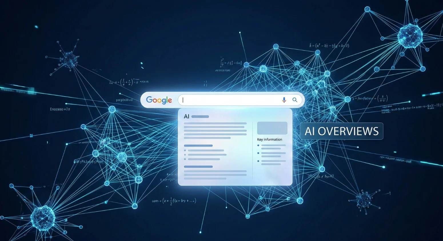 ช่องค้นหา Google ที่แสดงผล AI Overview เชื่อมโยงกับเครือข่ายข้อมูล
