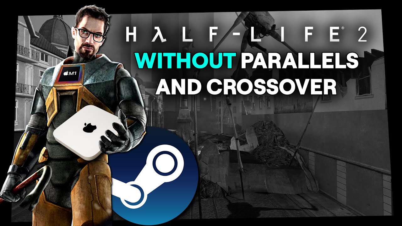 ภาพ gameplay HL2 บน HaikuOS พร้อม GPU monitoring tool แสดงผลคู่กัน