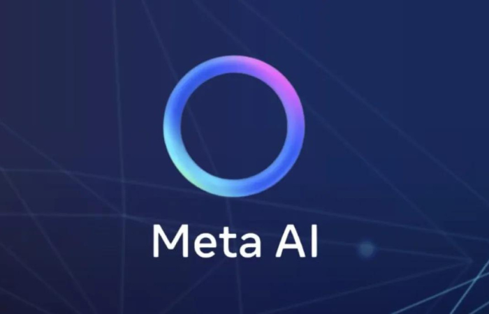โลโก้ Meta AI บนพื้นหลังสีน้ำเงิน