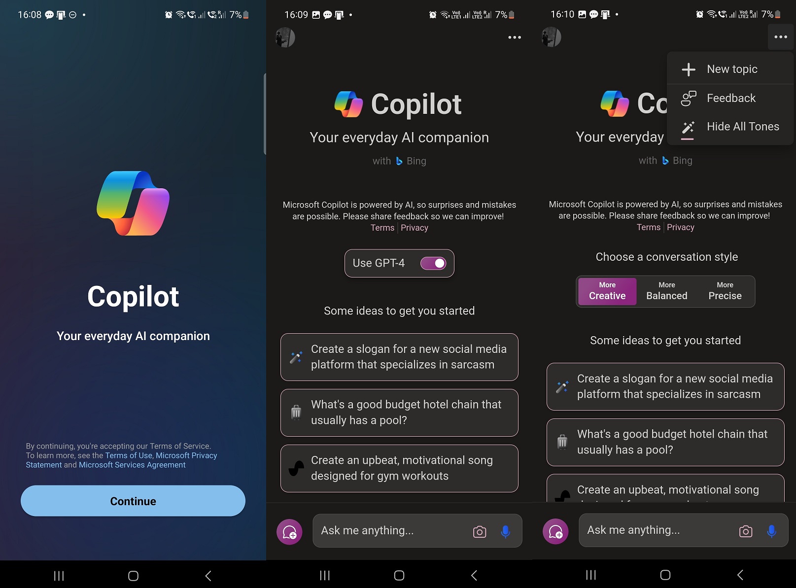 หน้าตา Copilot ในปัจจุบันที่ยังเป็นแถบด้านข้างในหน้าต่าง Windows