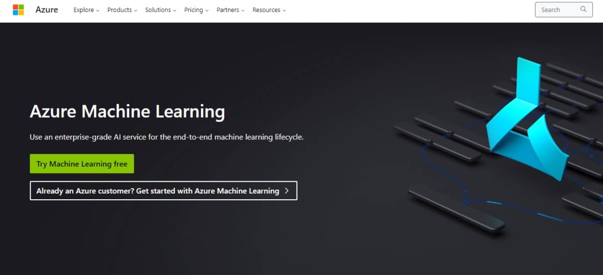 หน้าเว็บบริการ Machine Learning ของ Microsoft Azure