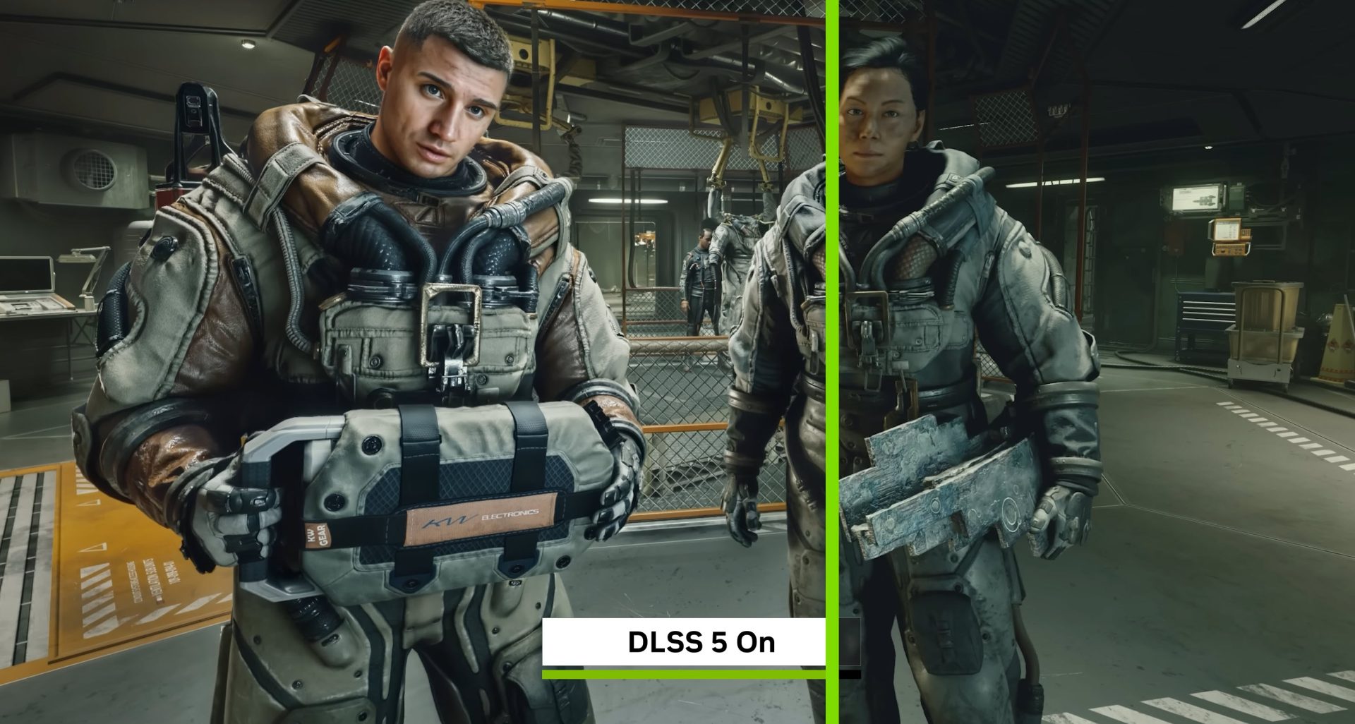 ภาพตัวอย่างฟีเจอร์ DLSS 5 เปิดใช้งานในฉากเกมที่มีตัวละครสวมชุดเกราะ
