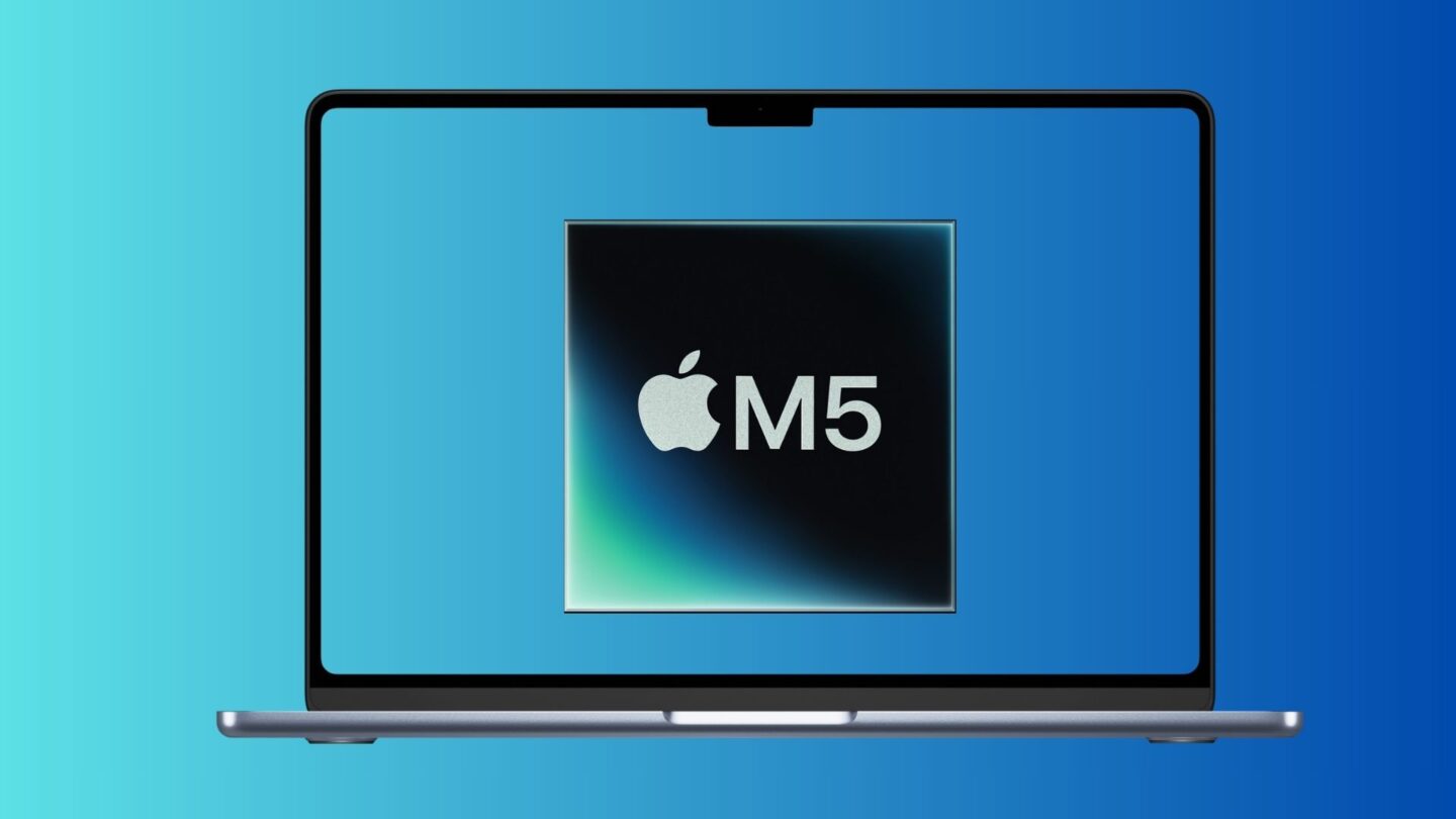 ภาพชิป M5 ของ Apple บนหน้าจอ MacBook Air